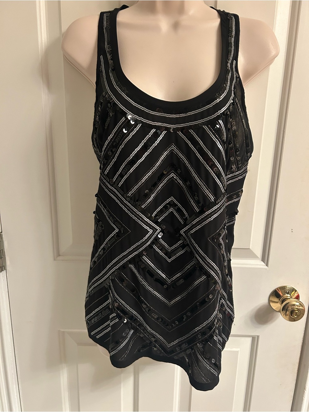 Express Black Women's Top with Silver And Black Sequins